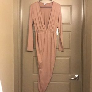 Deep cut mauve Tobi high-low dress